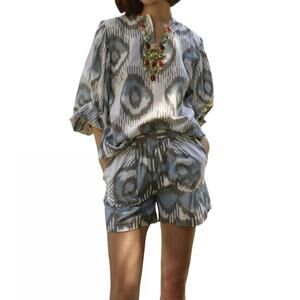 NEW PUNICANA grand bazaar top with tassels in blue evil eye